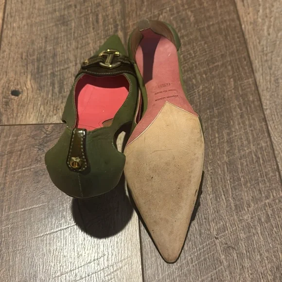 JUDITH LIEBER Olive Green Heels with Gold Accents - Picture 5 of 6